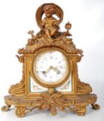 A 19th century Parisian French enamel and gilt painted bracket / mantel clock by C. Vologne of