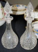 Two glass sherry decanters