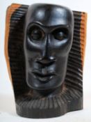 A pair of 20th century Ebony carved African Makonde / Congolese tribal art bust, both of men, each