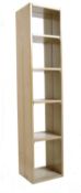 1920`s Shabby Chic painted tall bookcase cabinet having 4 set shelves to centre. H165cm x W35cm x