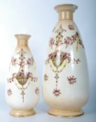 A pair of Crown Devon Fieldings early 20th century vases, 1 large, 1 small