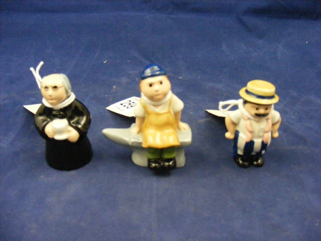 A qty of Wade Whimsey on Wye figures to include Blacksmith, Butcher and Vicar