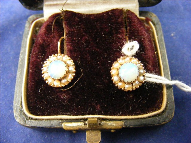 Pair of Victorian opal and gold earrings est.