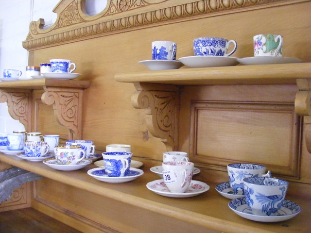 Collection of cup and saucers to include Masons, Wood and Son, Coalport etc. est.