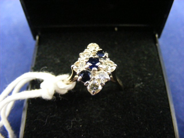 Diamond and sapphire 18ct gold ring est.