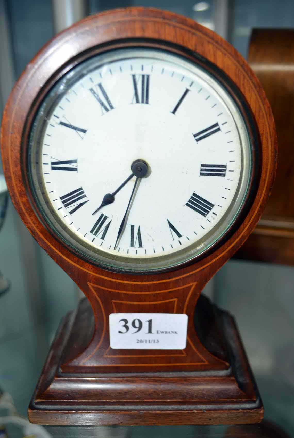 Edwardian mahogany mantel clock, white enamel dial, roman numerals