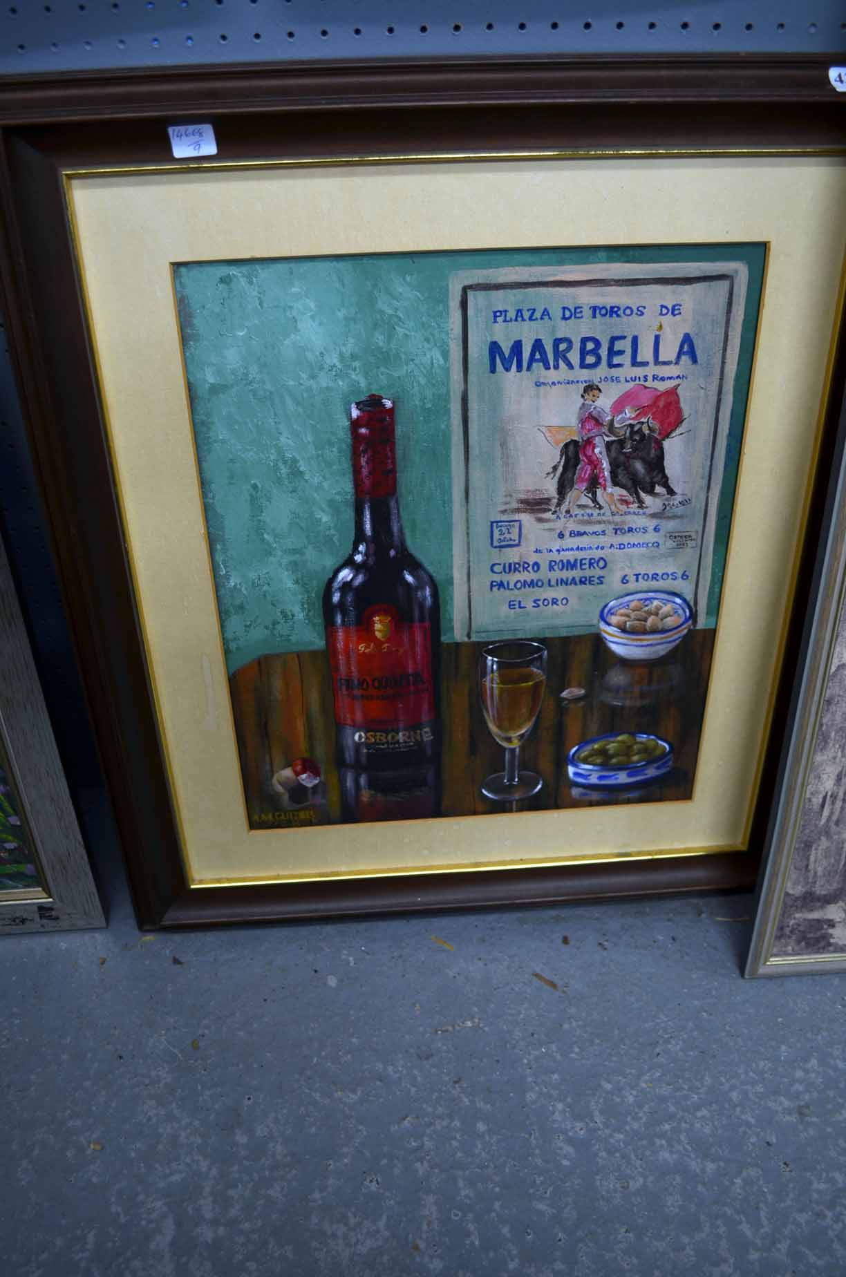 A.M. Glazier - oil on board `A Marbella Bar`