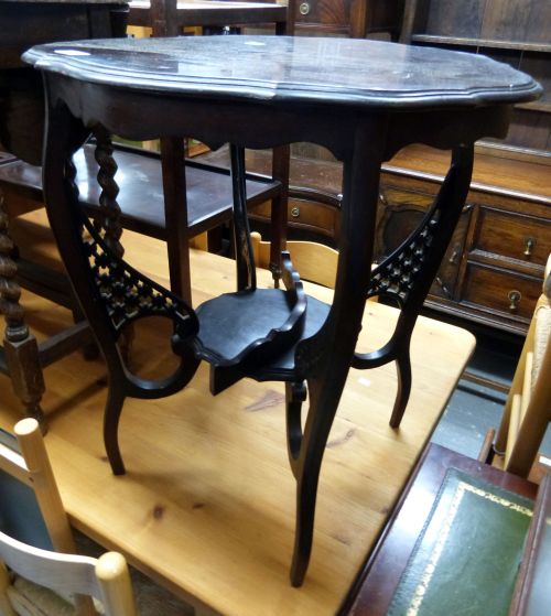 Mahogany two tiered occasional table