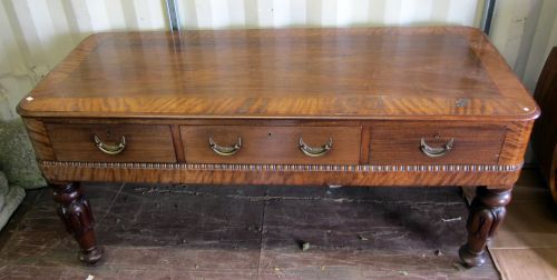 19th century mahogany square piano converted with three drawers on turned legs 34 x 71 x 29in. (86 x