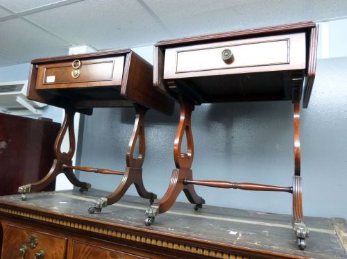 Two mahogany occasional tables with drop flaps