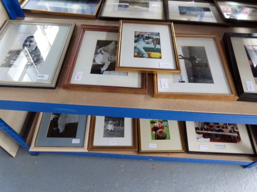 Nigel Mansell - black and white photograph, framed; and others