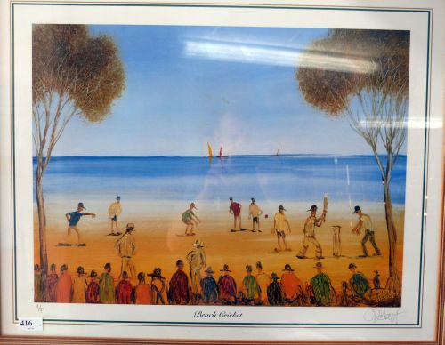 Kevin Charles Pro Hart (1928-2006) - signed Artists Proof `Beach Cricket`