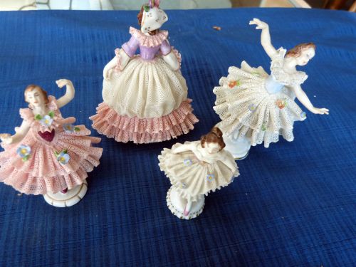 Four porcelain Dresden style figures