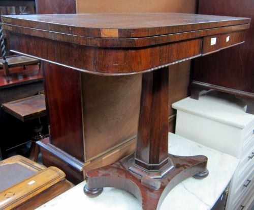 19th century rosewood folding card table