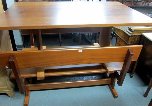 African hardwood table and two benches