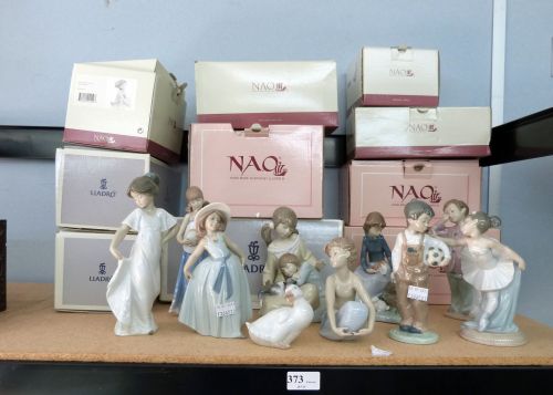 Three Lladro figures, and seven Nao figures (10) all with boxes