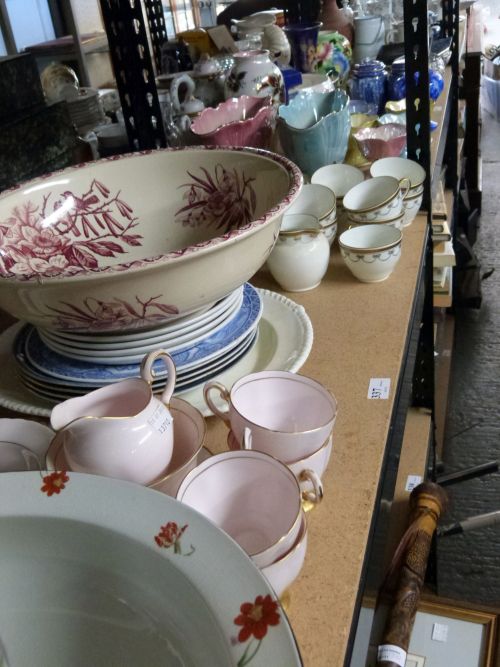 Assorted china to include wash bowl and basin, part tea service and Tuscan china