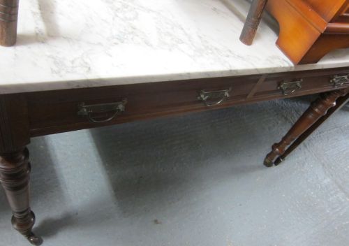 19th century mahogany tile backed and marble topped washstand