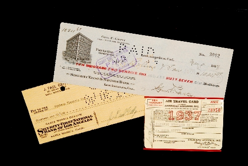 George F. Getty & J. Paul Getty - A personal cheque made out to E & I Rollins & Sons for $10201.67