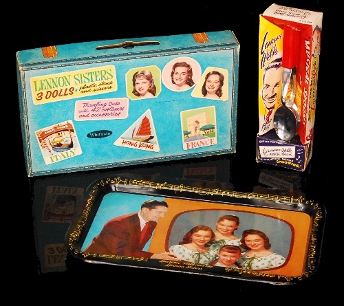 The Lawrence Welk Show - The Lennon Sisters card dolls within a suitcase style box, together with a