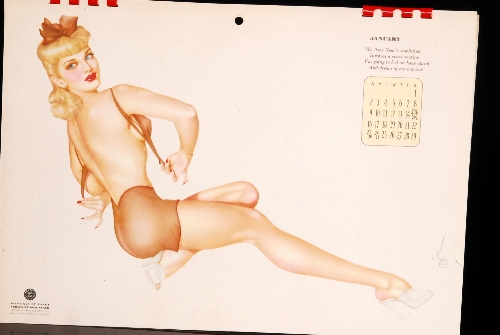 Alberto Vargas - An original 1942 Vargas calendar with images and verses by Vargas, printed by