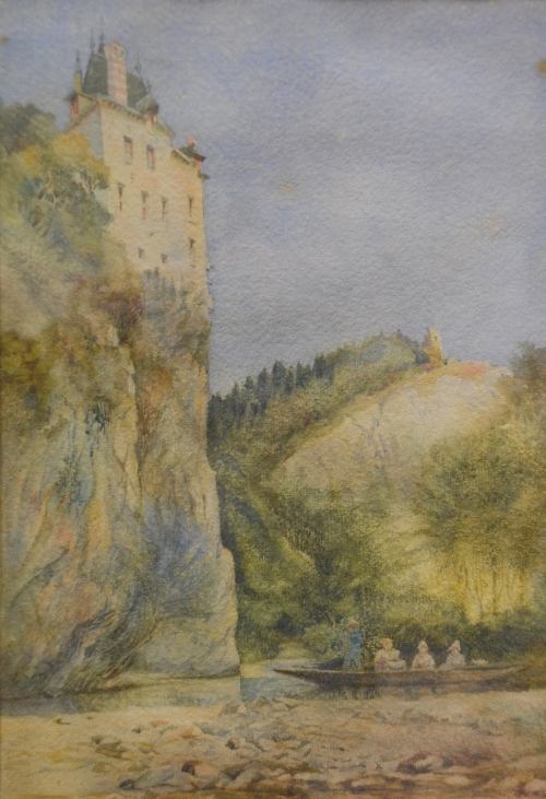 EDGAR LEUCHARS (Fl 1880 - 1912) - Chateau de Walzin, Belgium, watercolour, 34cm x 23.5cm, also six