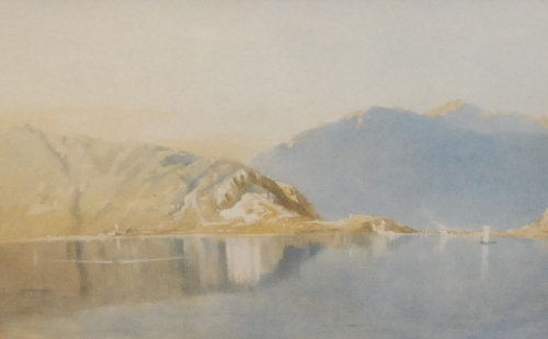 JAMES BAKER PYNE (1800 - 1870) - Watercolour and bodycolour of Lake Maggiore from Pallanza, unsigned