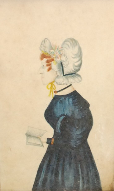 19TH CENTURY ENGLISH SCHOOL - Portrait miniature study of a school mistress wearing a lace bonnet