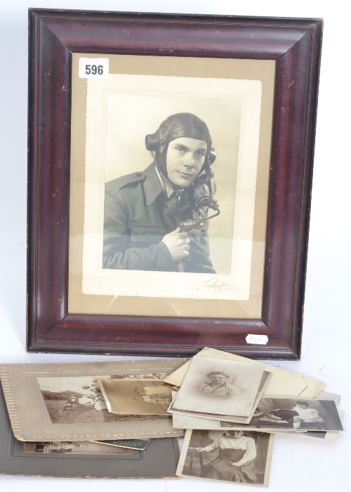 A framed photograph of Mr W Bratt of the Hurricane Burma squadron, together with a group photograph,