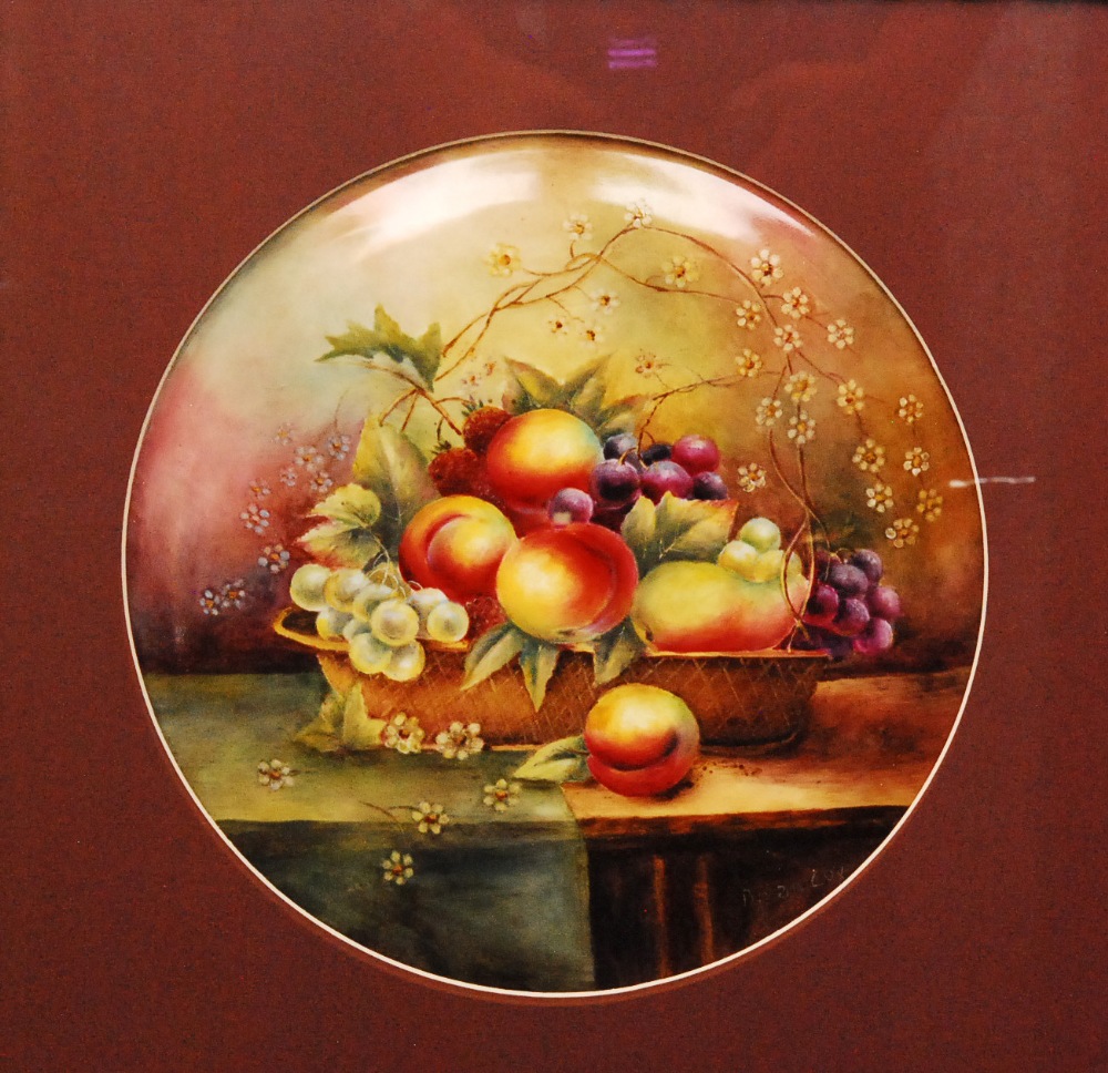 A 20th Century handpainted porcelain plaque by former Royal Worcester artist Bryan Cox painted