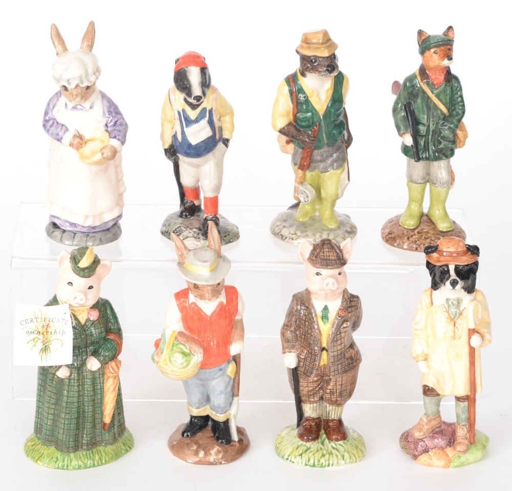 A set of eight Beswick figures from the English Country Folk series comprising Huntsman Fox ECF1,