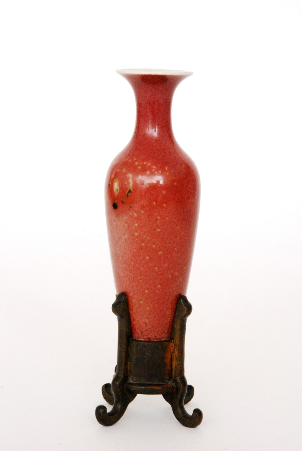 A small 19th Century Chinese vase of slender shouldered ovoid form with collar neck and flared rim