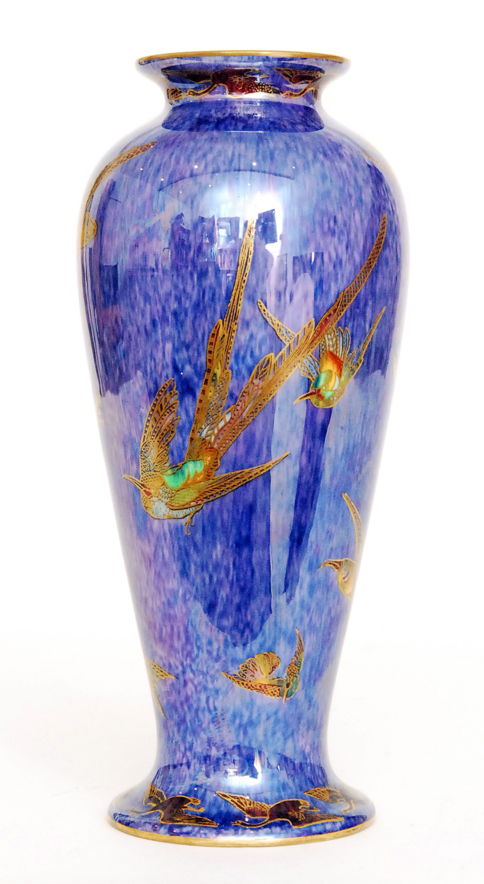 A Wedgwood lustre baluster vase designed by Daisy Makeig Jones decorated with brightly coloured