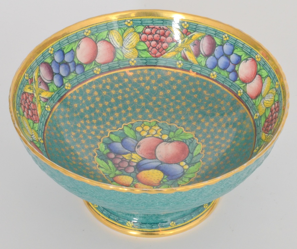 A 1920`s Mintons Rotique pattern footed bowl decorated to the interior with a central roundel and