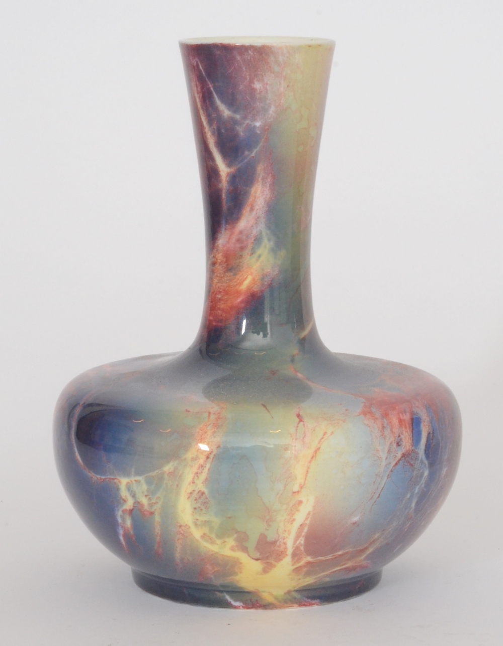 A 1930`s A.J Wilkinson`s Oriflamme vase of compressed ovoid form with fluted neck decorated in a