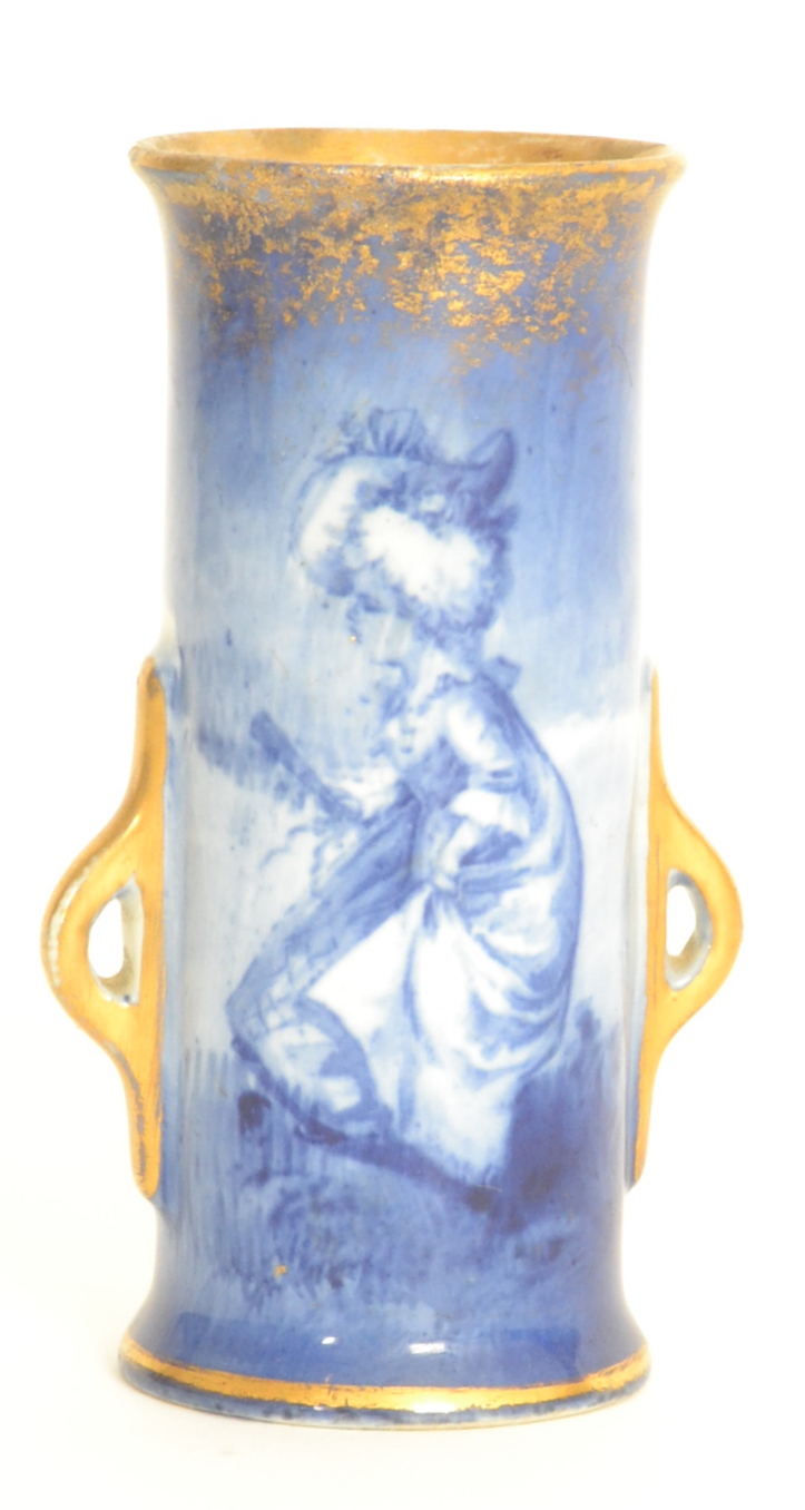 An early 20th Century Royal Doulton twin handled Blue Children series posy vase decorated with a