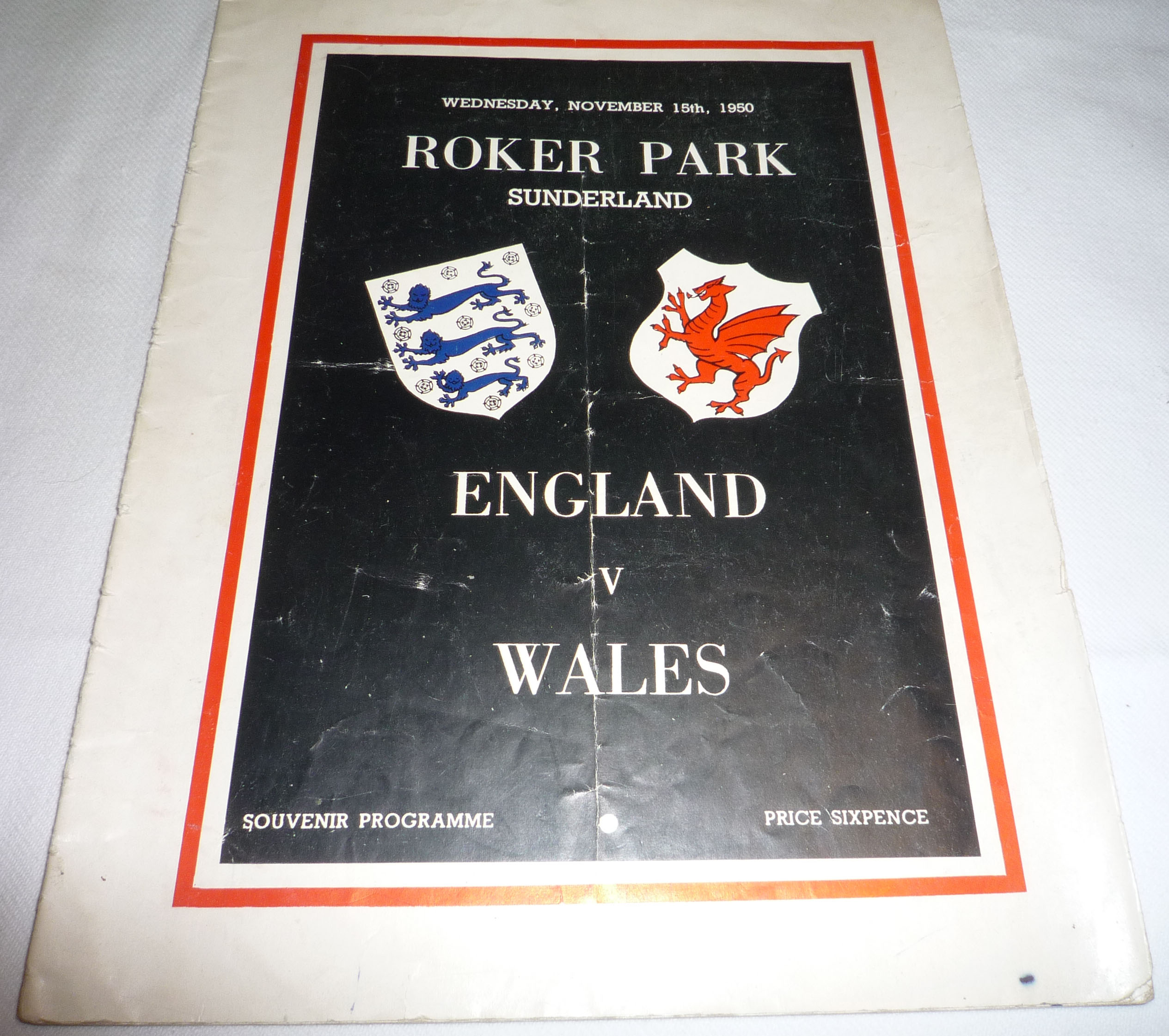 England Football Programme: Match versus Wales played at Roker Park, Sunderland 1950 (1)  Fair-Good