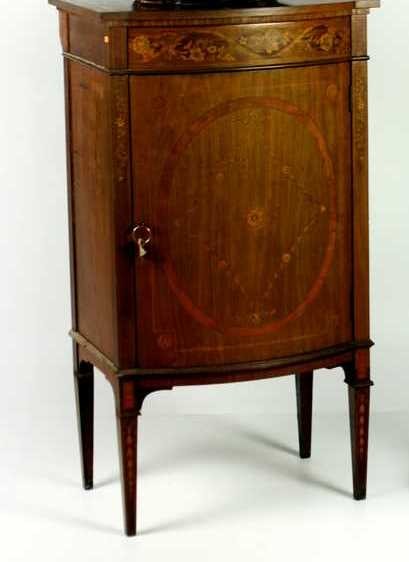A very fine quality 19th Century inlaid mahogany bow fronted Side Cabinet, of narrow proportions,