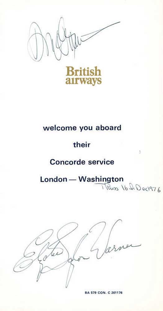 CONCORDE SIGNED MENUS Collection - (COL) A collection of British Airways Concorde menus (approx.