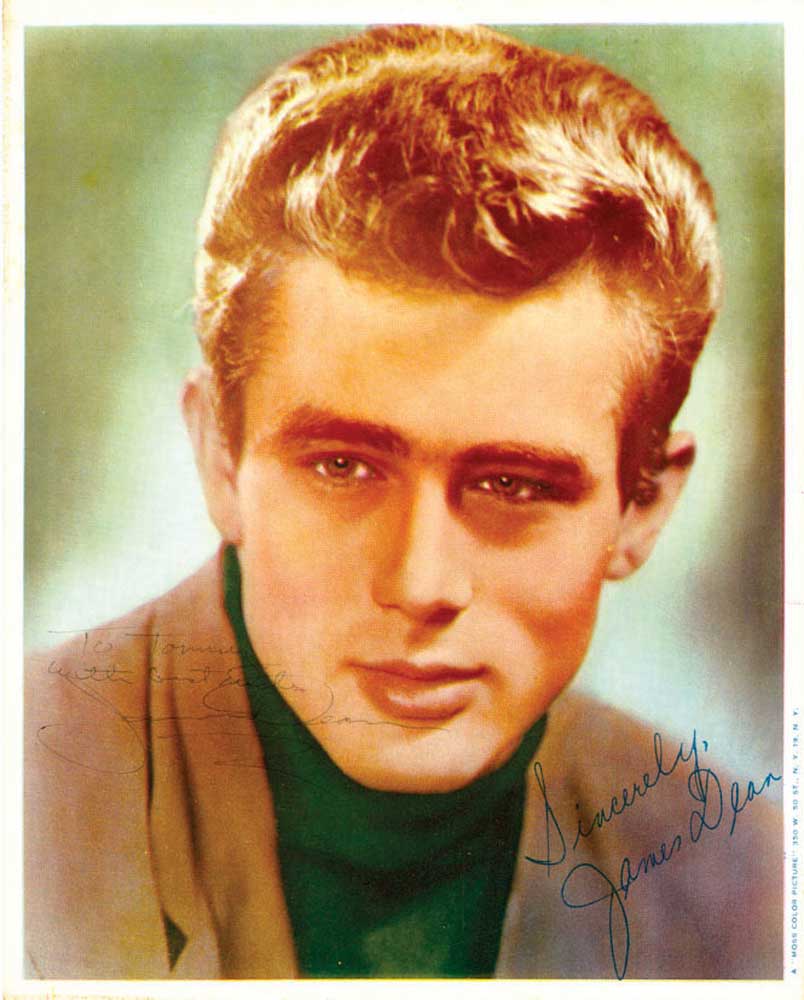 DEAN, JAMES Photograph Signed - (SP) A beautiful 10x8" vintage glossy photograph of Dean, in a green