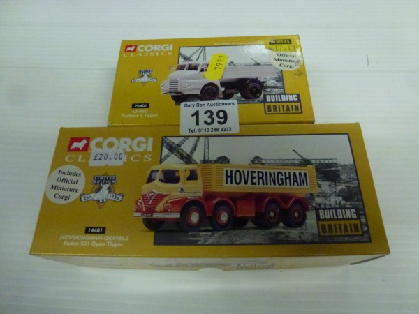 Two Corgi Classics: Building Britain 20401 Laing Bedford S Tipper and 14401 Hoveringham Gravels