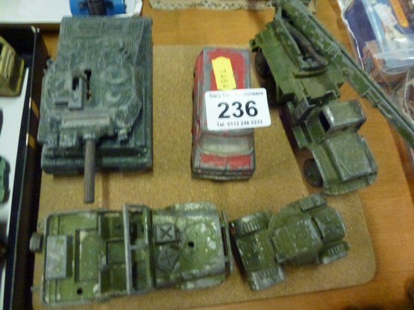 Four Assorted Army Dinky Vehicles and One Dinky Bedford Van