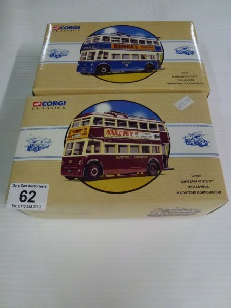 2 corgi classics 97801 sunbeam w utility trolley bus Maidstone and 97871 karrier w utility