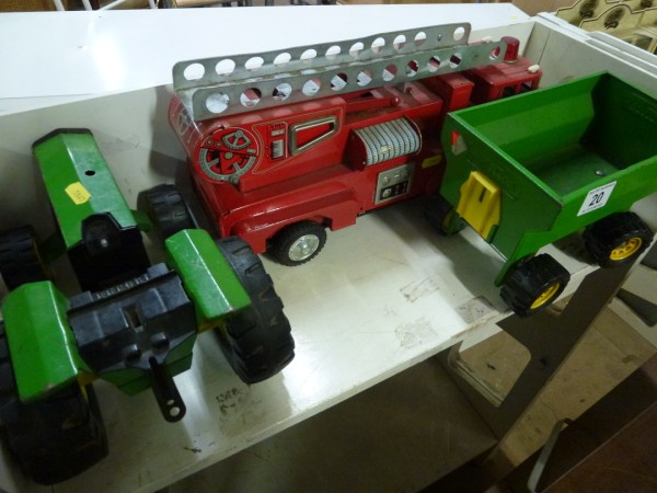 Tonka Tractor and Trailer and Fire Engine