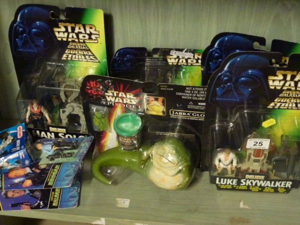 Five Star Wars Character Figures Including Jabba the Hut, Two Space Academy Figures and a Meccano F1