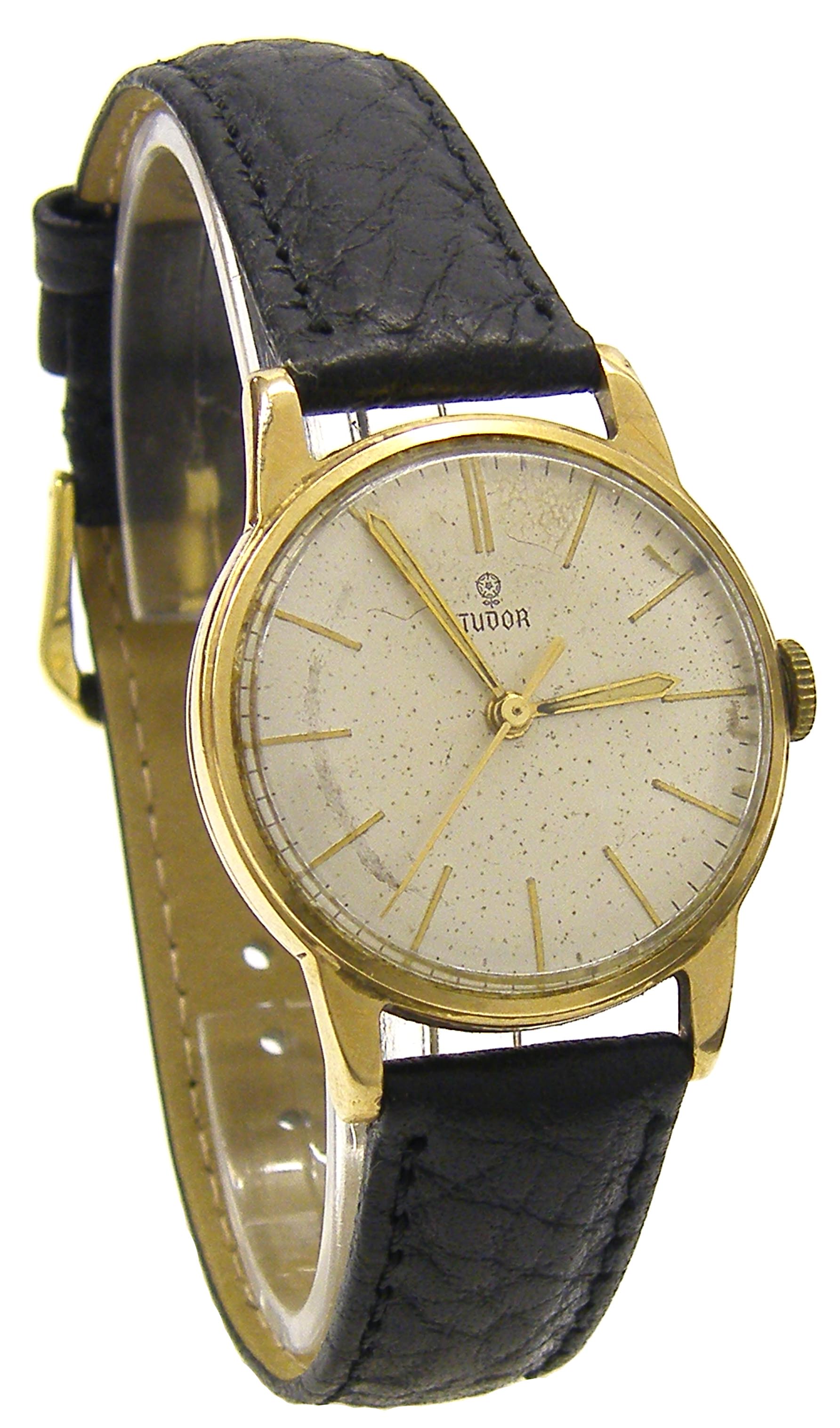 Tudor 9ct gentleman`s wristwatch, Birmingham 1959, the silvered dial with centre seconds and baton