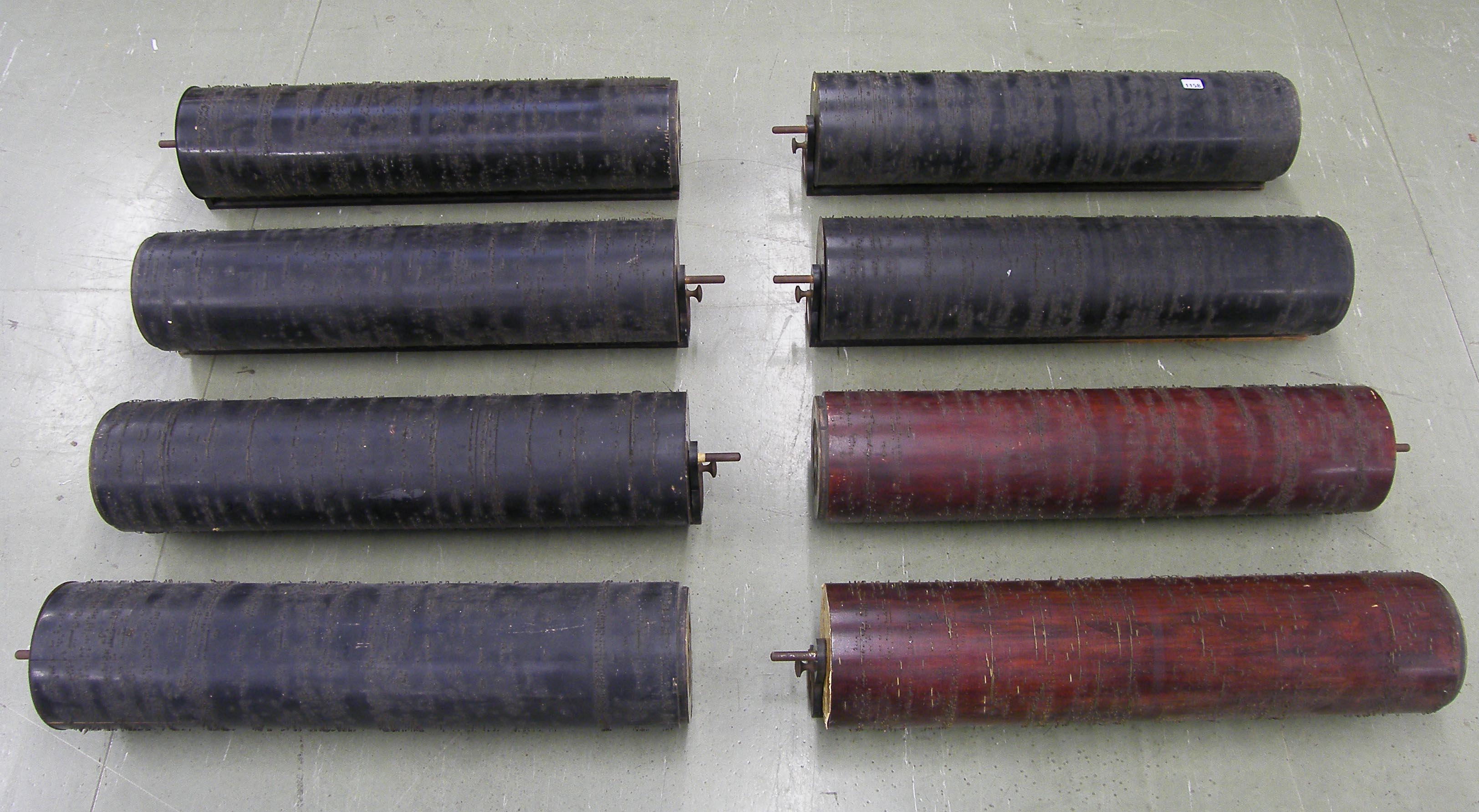 Eight large cylindrical organ rolls, some with tune name plates, all approx 30.5" wide (8)