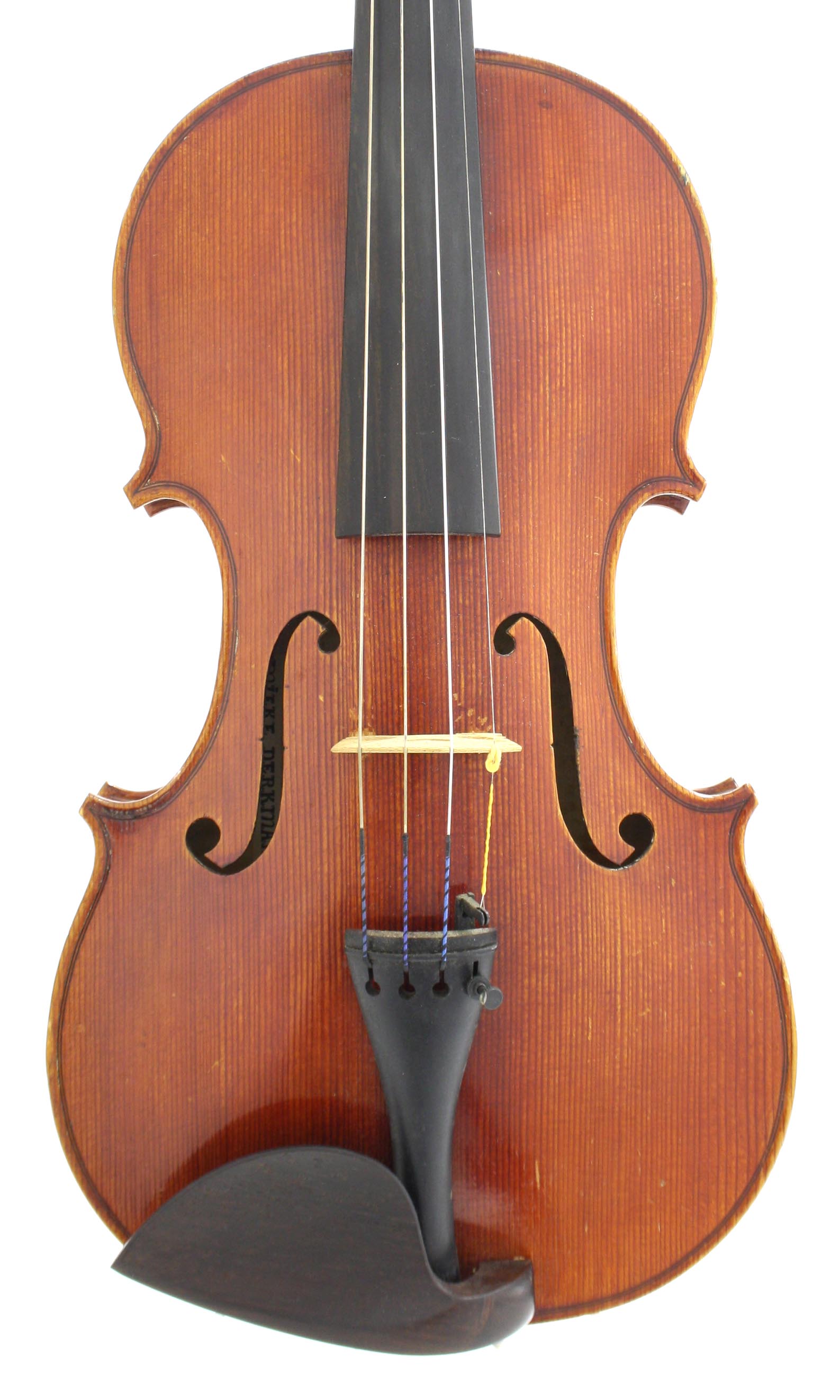 Violin by and labelled Mieke Derkman, 14 1/8", 35.90cm
