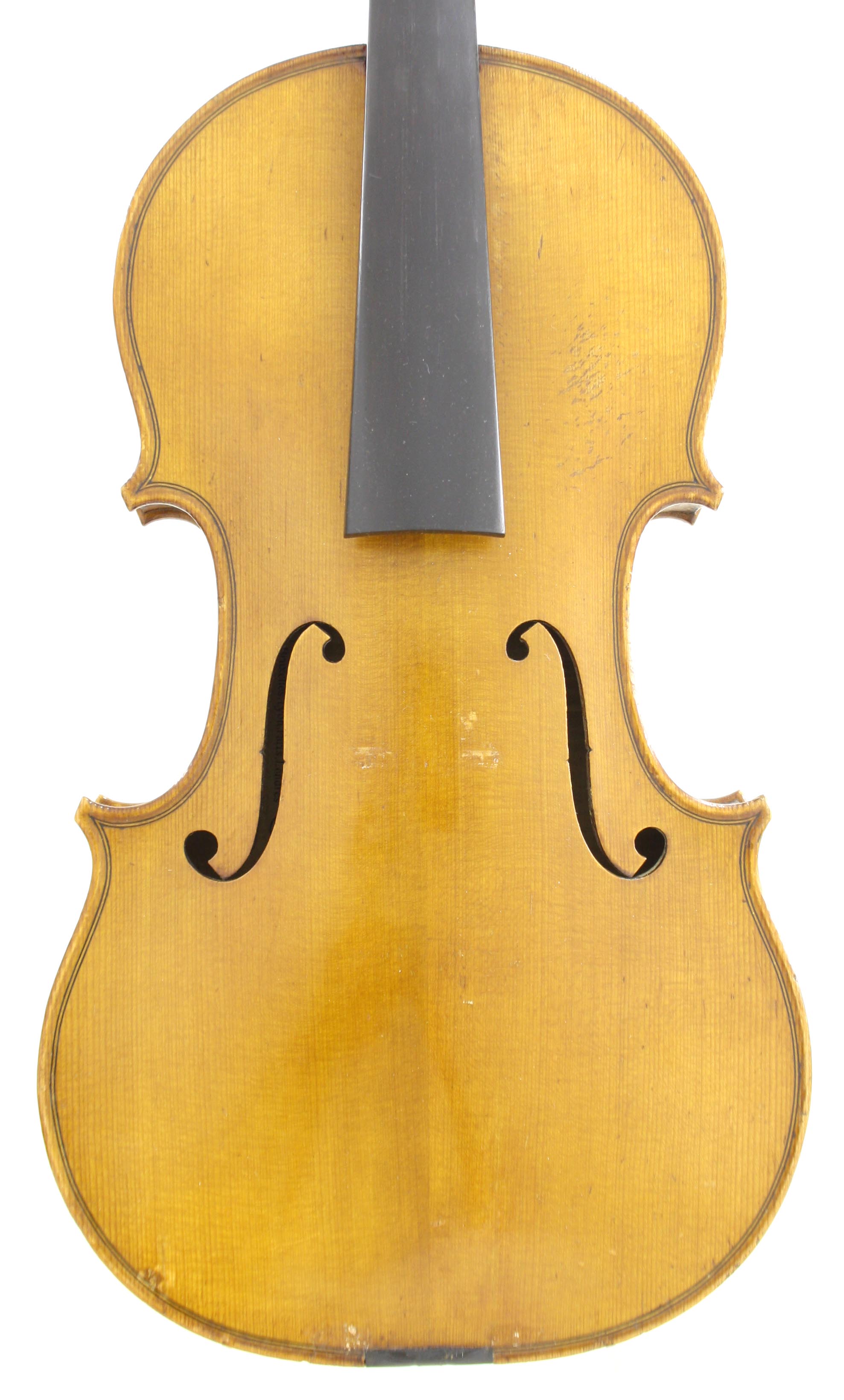 French violin by and labelled Leon Mugenot Gauche... 1926, the one piece back of fine curl with