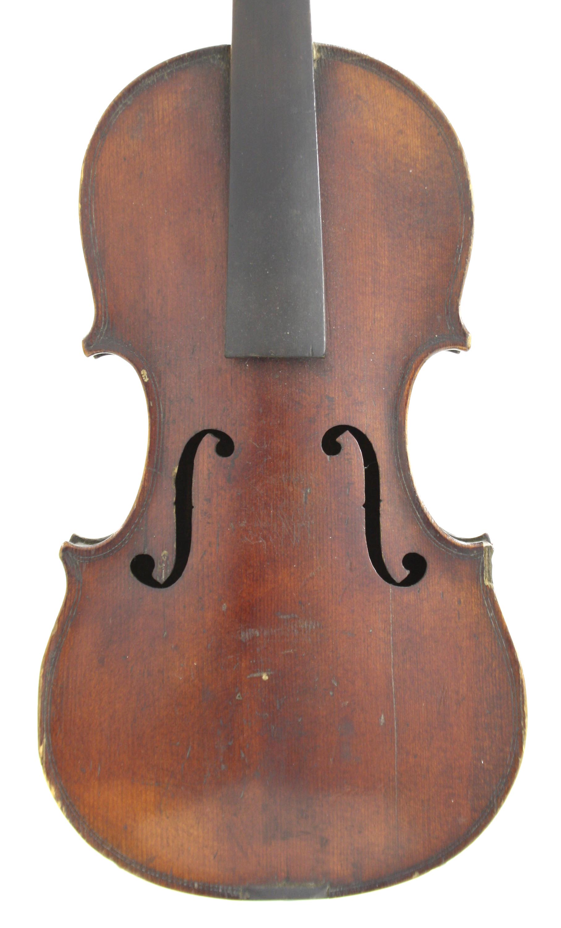 French child`s violin labelled Medio Fino, 10 9/16", 26.80cm